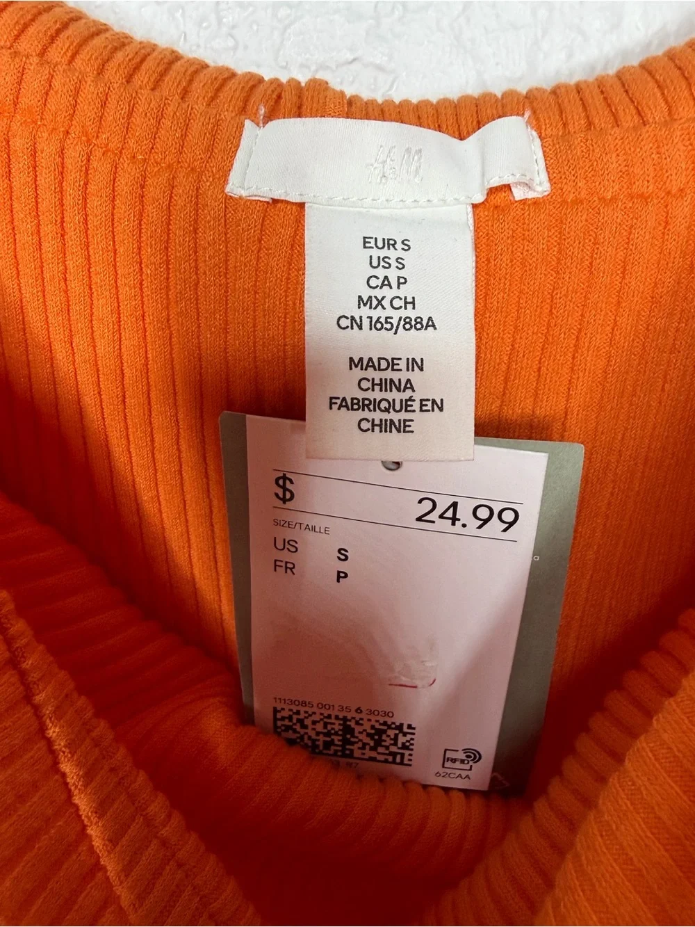NWT H&M Off-Shoulder Ribbed Orange Bodycon Dress